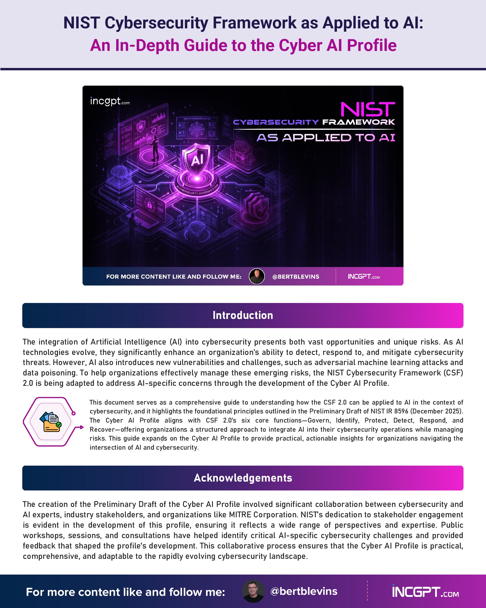 NIST Cybersecurity Framework as Applied to AI
