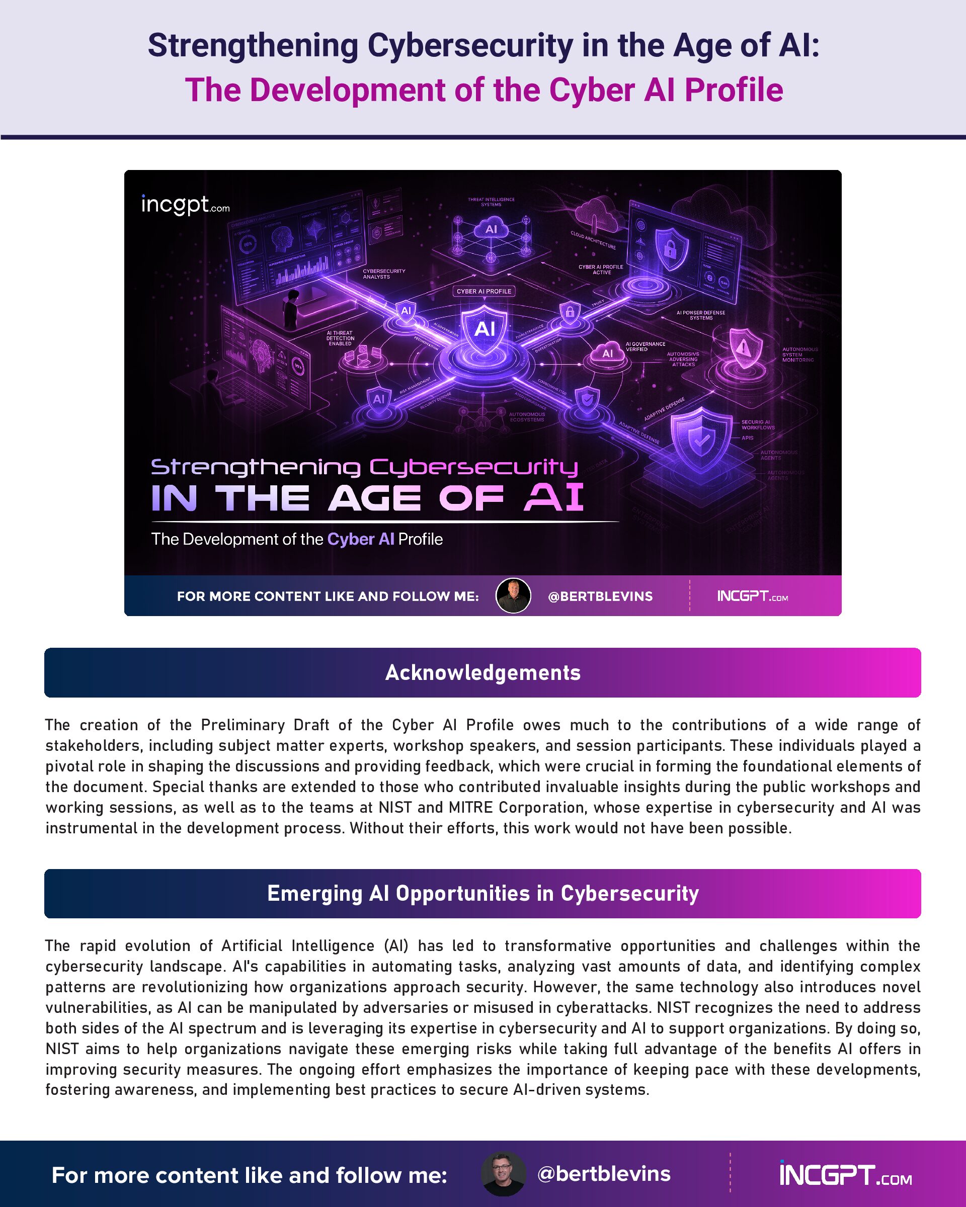 Strengthening Cybersecurity in the Age of AI – The Development of the Cyber AI Profile