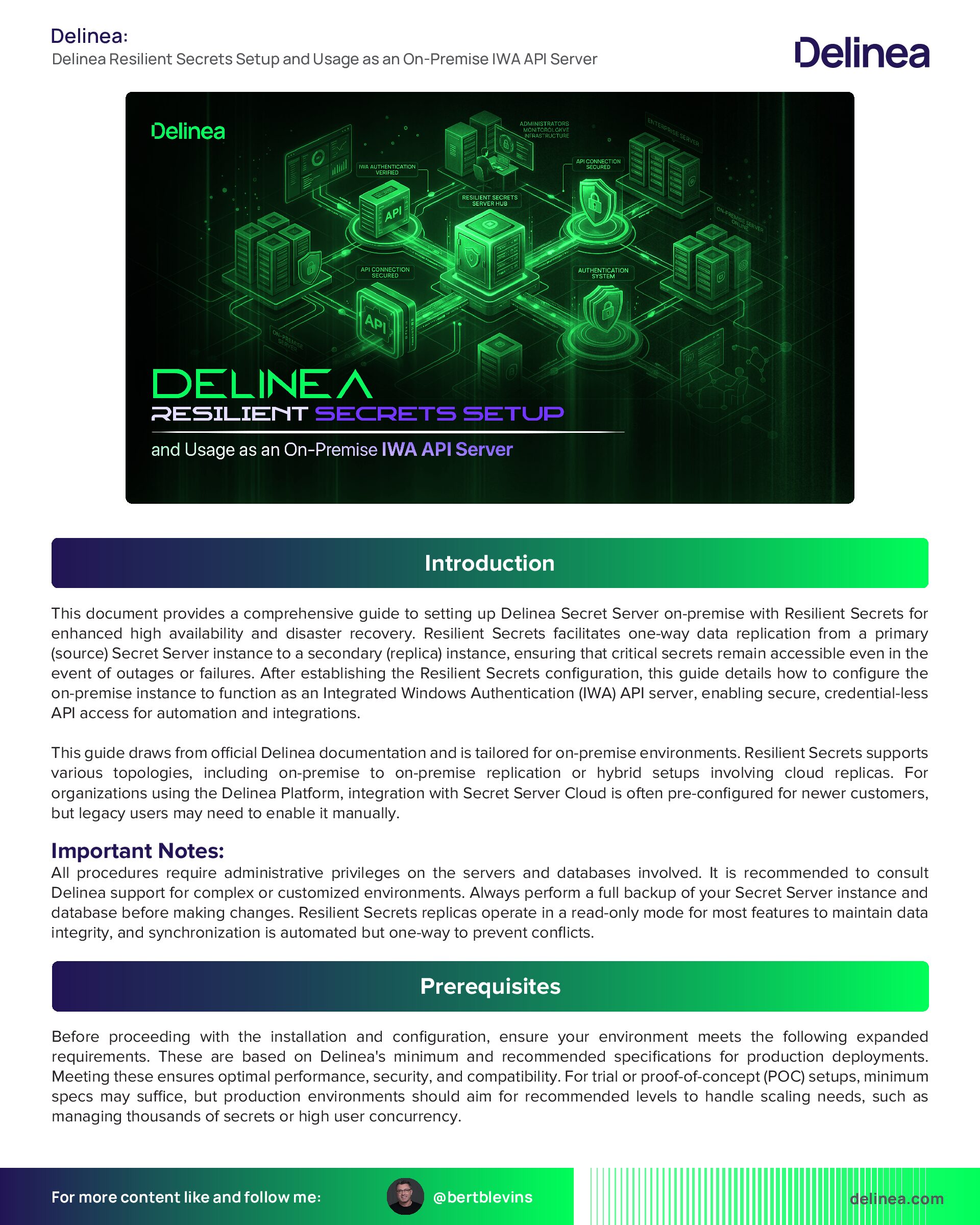 Delinea Resilient Secrets Setup and Usage as an On-Premise IWA API Server