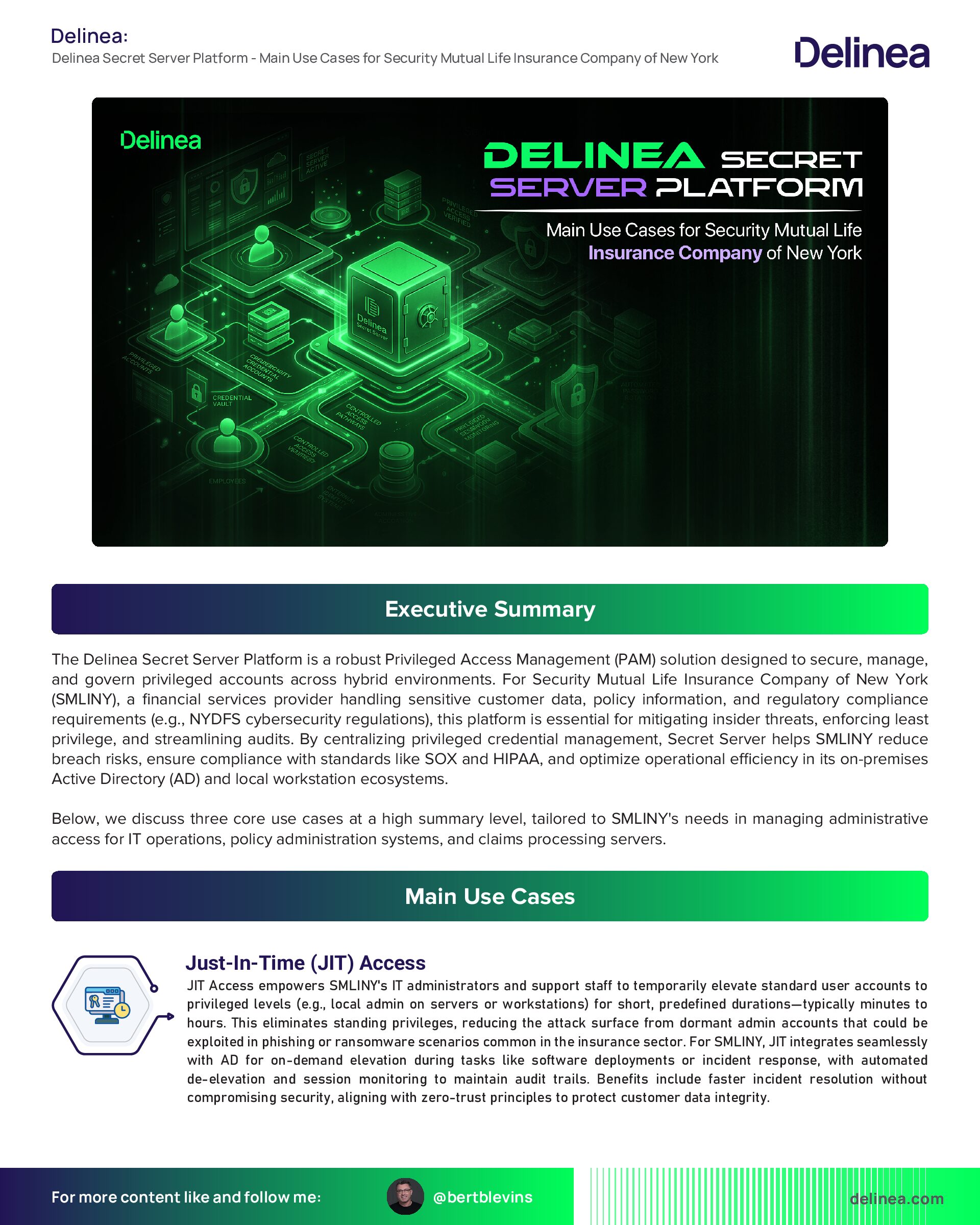 Delinea Secret Server Platform – Main Use Cases for Security Mutual Life Insurance Company of New York